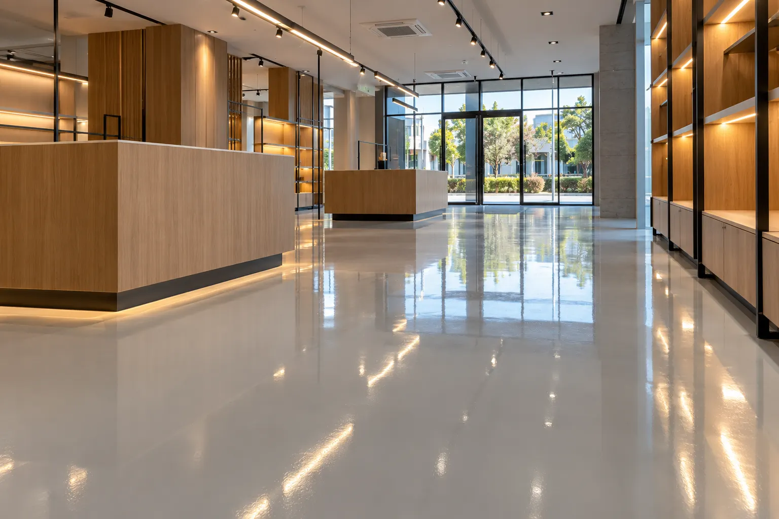 Piso comercial com acabamento brilhante